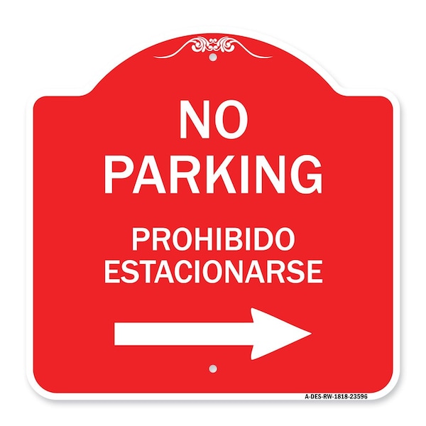 Signmission No Parking Prohibido Estacionarse W/ Left Arrow, Red & White Aluminum Sign, 18" x 18", RW-1818-23596 A-DES-RW-1818-23596 - main